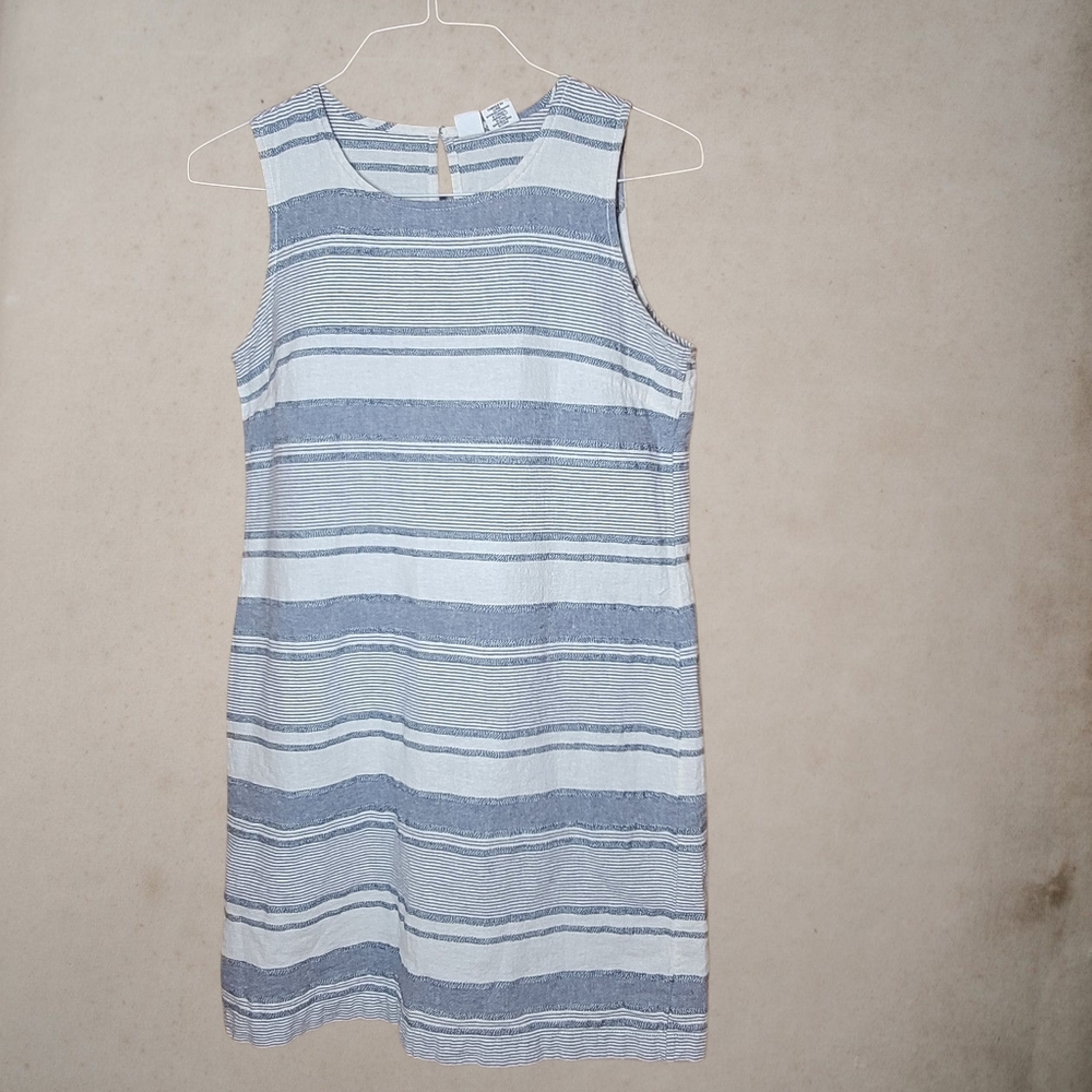 Artisan NY Women's SZ 8 Sleeveless Striped Linen & Cotton Dress